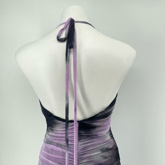 Windsor Groovy Baby Tie Dye Mesh Ruched Mini Dress Purple Gray Small NWT - Picture 11 of 17
